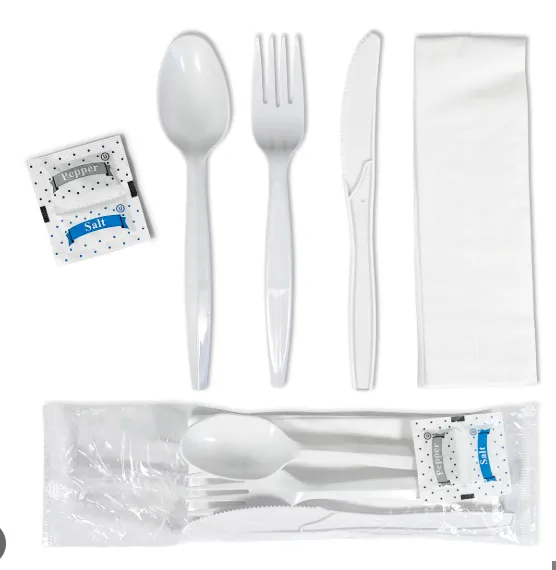 Plastic Utensils Kit | Heavy Duty | 6pcs Set | White | 250 Sets