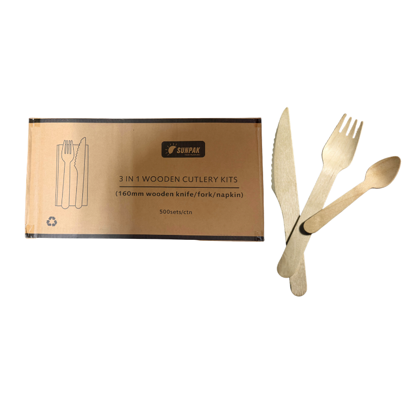 Wooden Cutlery Set/kit | 3 Pcs | 500 Sets