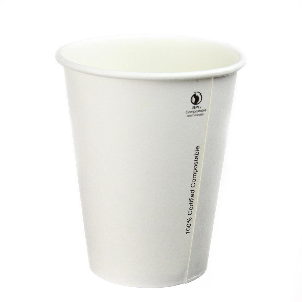 12 oz white single wall paper hot cup sold by the case for Saint John cafes
